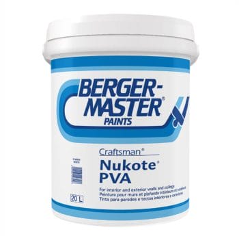 Bergermaster Craftsman Nukote PVA paint in white – ideal for interior and exterior walls and ceilings. Available in 1L, 5L, and 20L. Sold by Hyper Paint South Africa with 9 Johannesburg branches and delivery all across South Africa via our website www.hyperpaint.co.za.