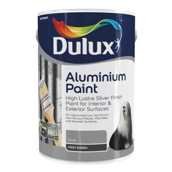 Dulux Aluminium Paint – high sheen silver finish for metal and wood surfaces. Available in 1L and 5L. Colour: Aluminium. Sold by Hyper Paint South Africa with 9 Johannesburg branches and delivery all across South Africa via our website www.hyperpaint.co.za.