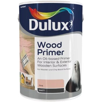 Dulux Pink Wood Primer – oil-based matt primer for interior and exterior wooden surfaces. Available in 1L and 5L sizes. Colour: Pink. Sold by Hyper Paint in South Africa with 9 Johannesburg branches and delivery via www.hyperpaint.co.za.