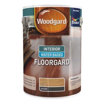 Dulux Woodgard Floorgard Interior Water-Based Floor Coating – Clear Gloss finish for wooden floors. Available in 1L and 5L. Sold by Hyper Paint South Africa with 9 Johannesburg branches and delivery all across South Africa via our website www.hyperpaint.co.za.